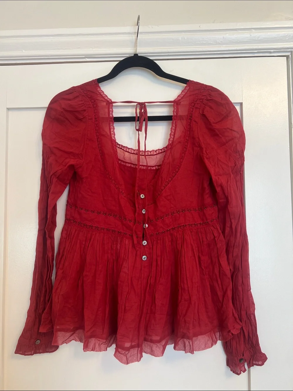 NWT Free People Strangers In Love Top Claret Maroon Size S